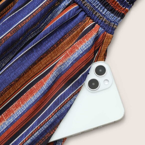 BloomChic Striped Contrast Dolman Sleeve Shirred Pocket Split Flutter Dress 6XL - Picture 3 of 5